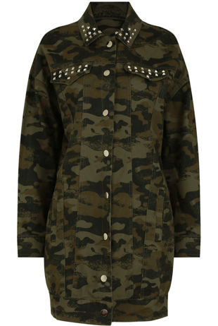 Camouflage Jacket with Studs Pockets 