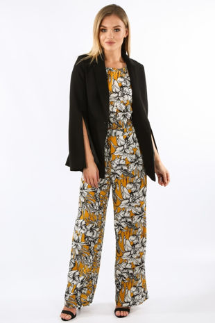 Black Slit Sleeves Tailored Blazer