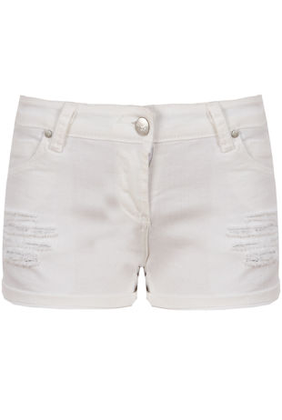 Cream Ripped Fold & Button Up Jeans