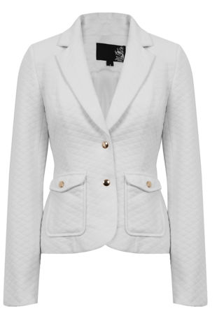 Cream Textured Double Pocketed Blazer