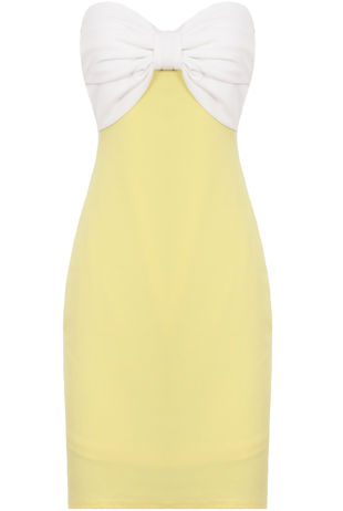 Black & Yellow Front Bow Trimming Bandeau Dress