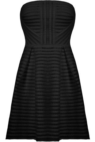 Black Horizontal Cut Out Textured Bandeau Dress
