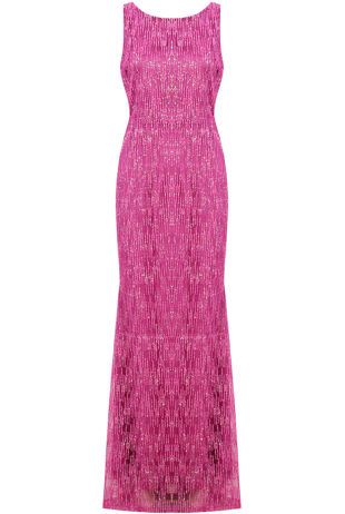 Purple Mesh Glitter Textured Maxi Dress