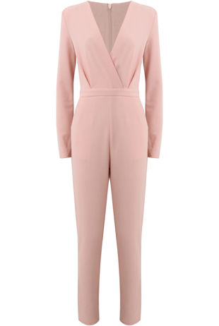 Pink Cross Over Pleated Jumpsuit