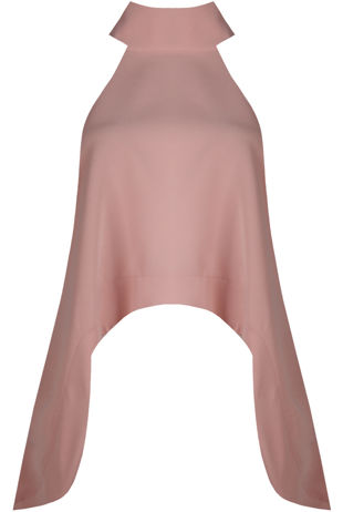 Pink Turtle Neck Asymmetric Tops