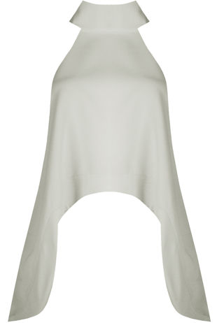 White Turtle Neck Asymmetric Tops