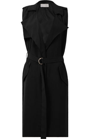 Black Long Front Buckle Up Pocketed Gilet