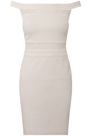 Off The Shoulder Bardot Netted Bodycon Dress