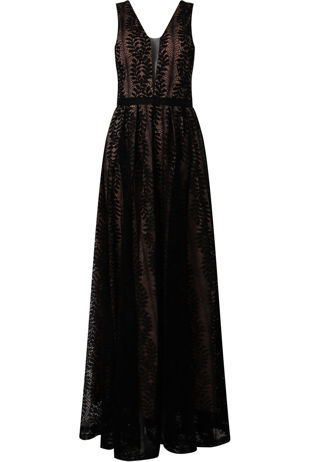 Black Lace Scallop Maxi Dress