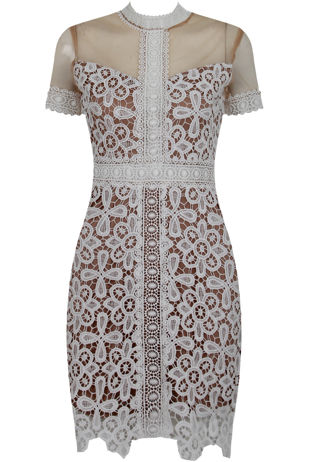 Floral Contrast Lace Textured Bodycon Dress