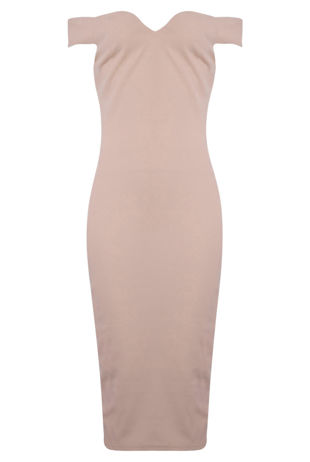 Pink Sweetheart Neckline Midi Dress