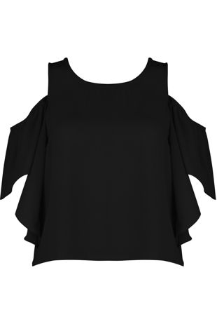Black Cold Shoulder Crop Top