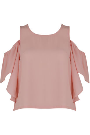 Pink Cold Shoulder Crop Top