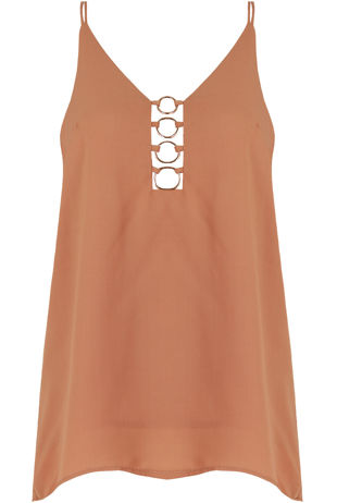Camel Ring Plunge Neck Cami