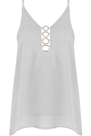 White Ring Plunge Neck Cami