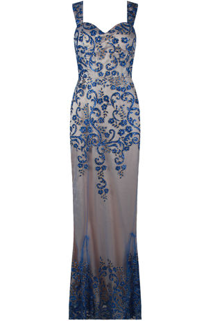 Glitter Embellished Maxi Dress In Blue