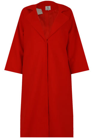 Red Front Button Up Long Coat