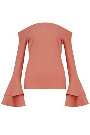 Pink Off the Shoulder Layered Bell Sleeve