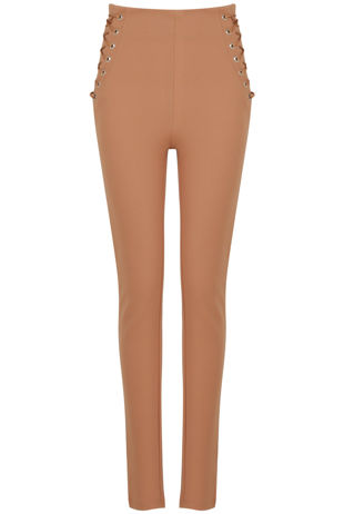 Camel Laced Up High Waist Pants