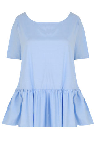 Blue Bow Detail Frilled Top