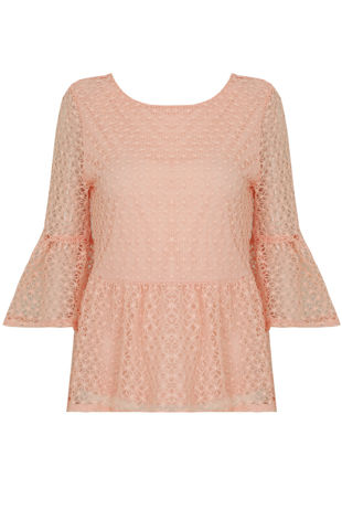 Pink Crochet Lined Back Slit Crop Tops