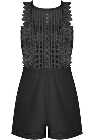 Black Crochet High Neck Playsuit