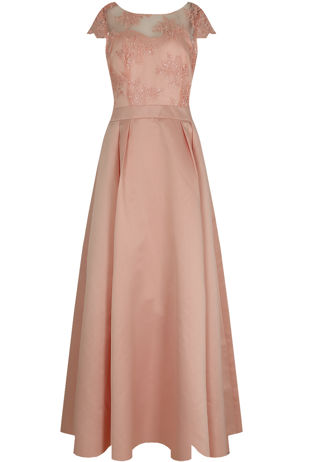 Bridal Satin Embroidered Maxi Dress