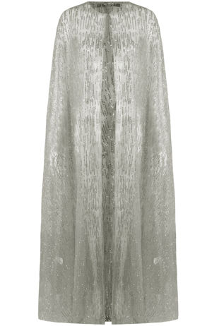 Grey Glitter Embellished Cape