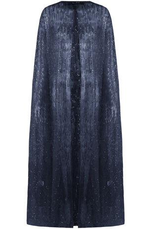 Navy Glitter Embellished Cape
