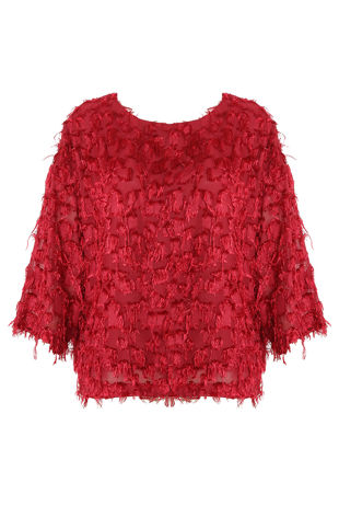 Fringe Patch Trim Mesh Top 