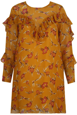 Mustard Floral Shift Dress