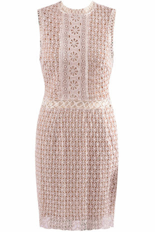 Lace Overlay Lined Midi Dress in Rose