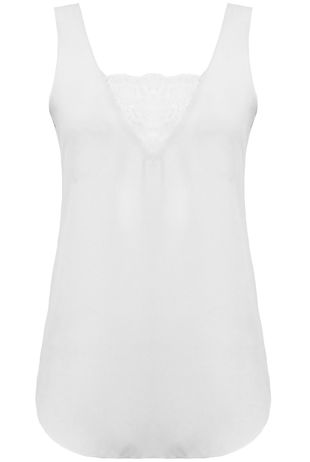 White Lace Insert Chiffon Vest