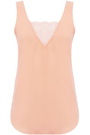 Pink Lace Insert Chiffon Vest