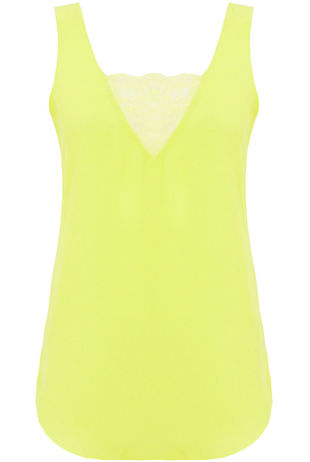 Yellow Lace Insert Chiffon Vest