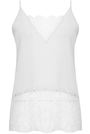 White Floral Lace Sleeveless Tops
