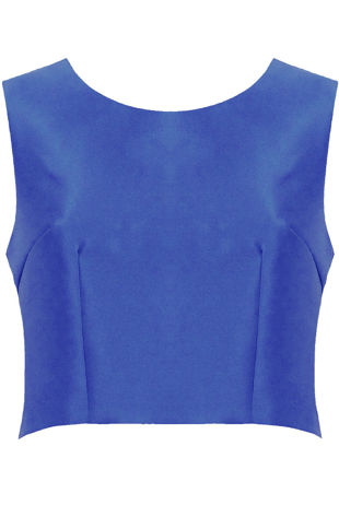 Royal Blue Gold Back Zip Up Sleeveless Tops