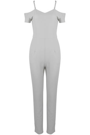 White Bandeau Off Shoulder Jumpsuit 