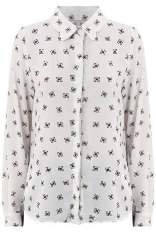 Buttoned Up Printed Shirt in White