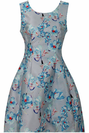 Contrast Floral Print Prom Dress