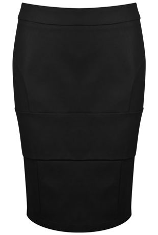 Black PU Patched Up Pencil Skirt
