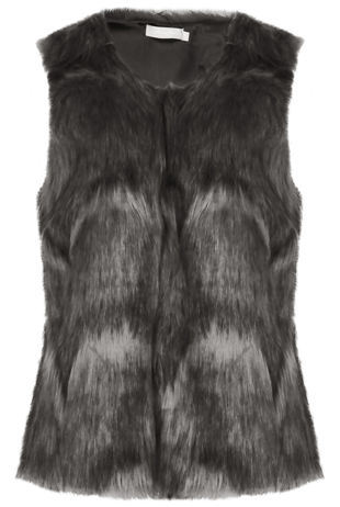 Grey Contrast Layered Fur Gilet