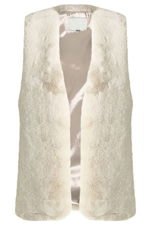 Cream Ribbon Knot Up Shaved Fur Gilet