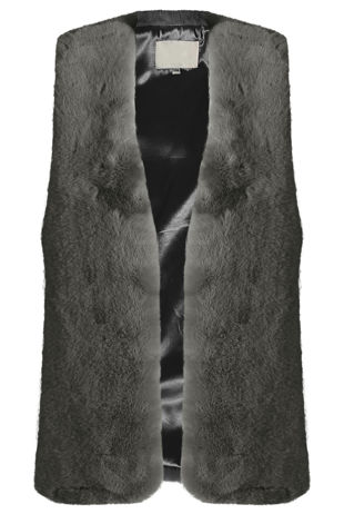 Grey Ribbon Knot Up Shaved Fur Gilet