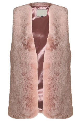 Pink Faux Fur Gilet With Ribbon Sides