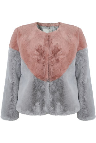 Rose and Grey Two Tone Fur Jacket