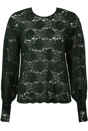 Green Floral Crafted Lace Blouse 