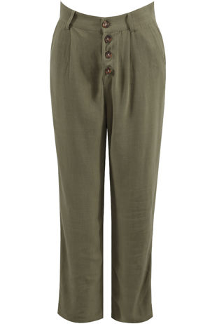 Khaki Button Up Straight Leg Pants