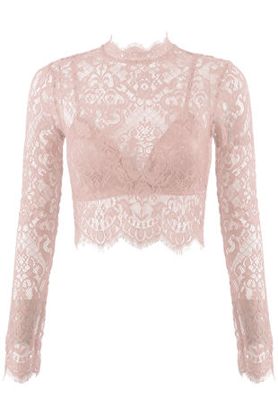 Pink Lace Intricate Scallop Top