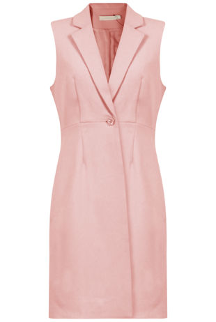 Pink Longline Tailored Sleeveless Blazer